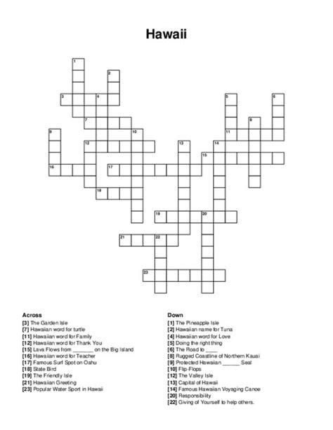 capital of hawaii crossword.